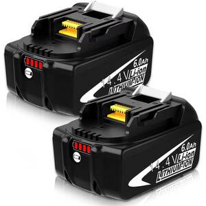 マキタ BL1460B 14v 6000mAh 純正互換対応 4段残量表示+自己故障診断搭載 ハンディークリーナー 電動工具用電池　2個セット 