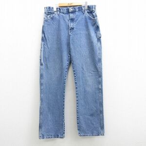 W38/古着 ディッキーズ Dickies ペインター パンツ メンズ コットン 紺 ネイビー デニム 22nov09 中古 ボトムス ロング 3OF