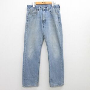 W32/古着 ジーンズ Levis リーバイス 505 メンズ コットン 薄紺 ネイビー デニム 22aug24 中古 ボトムス ジーパン Gパン ロング パンツ 7OF