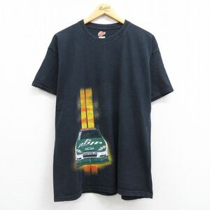 XL/古着 半袖 Tシャツ メンズ レーシング NASCAR コットン クルーネック 黒 ブラック 22apr15 中古 7OF