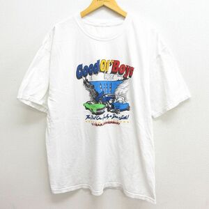 XL/古着 半袖 ビンテージ Tシャツ メンズ 00s 車 大きいサイズ クルーネック 白 ホワイト 22sep14 中古 7OF