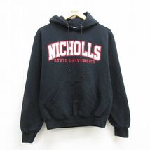 M/古着 チャンピオン champion 長袖 スウェット パーカー メンズ 00s ニコールズ 大学 黒 ブラック 22aug22 中古 スエット トレーナー 7OF_画像1