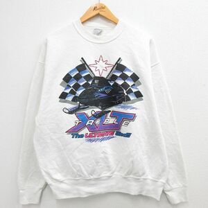 XL/古着 長袖 スウェット メンズ 90s レーシング スノーモービル XLT クルーネック 白 ホワイト 23feb15 中古 スエット トレーナー ト 3OF