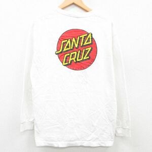 L/古着 長袖 Tシャツ メンズ サンタクルーズ コットン クルーネック 白 ホワイト 23jan19 中古 3OF