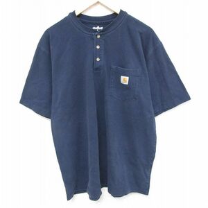 XL/古着 カーハート Carhartt 半袖 ブランド Tシャツ メンズ ワンポイントロゴ 胸ポケット付き 大きいサイズ コットン ヘンリーネック 3OF