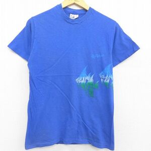 S/古着 ヘインズ 半袖 ビンテージ Tシャツ メンズ 80s 魚 コットン クルーネック 青 ブルー 22jun21 中古 7OF