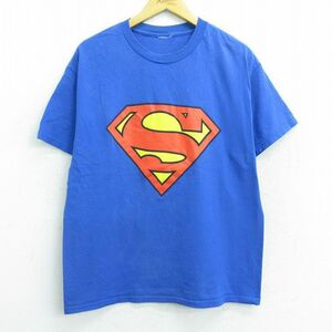 L/古着 半袖 ビンテージ Tシャツ メンズ 00s マーベル スーパーマン クルーネック 青 ブルー 22jul05 中古 7OF