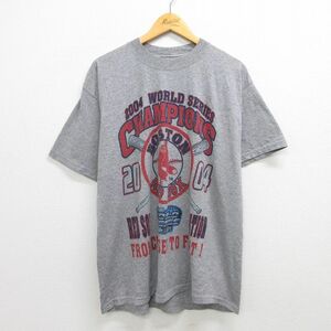 XL/古着 半袖 ビンテージ Tシャツ メンズ 00s MLB ボストンレッドソックス クルーネック グレー 霜降り メジャーリーグ ベースボール 7OF