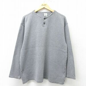 XL/古着 ギャップ GAP 長袖 ビンテージ トップス メンズ 00s 無地 大きいサイズ コットン ヘンリーネック グレー 霜降り 23dec07 中古