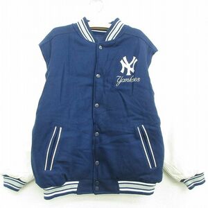 古着 マイティーマック 長袖 スタジャン キッズ ボーイズ 子供服 MLB ニューヨークヤンキース ウール リバーシブル 紺他 ネイビー メジ