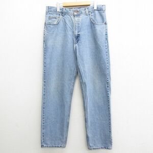 W36/古着 ジーンズ メンズ 90s コットン 紺 ネイビー デニム 22jan17 中古 ボトムス ジーパン Gパン ロング パンツ