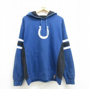 XL/古着 長袖 スウェット パーカー メンズ 00s NFL インディアナポリスコルツ 青他 ブルー アメフト スーパーボウル 22sep21 中古 スエ