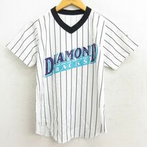 M/古着 ウィルソン 半袖 ビンテージ Tシャツ メンズ 80s MLB アリゾナダイヤモンドバックス マクドナルド 13 ラグラン Uネック 白 ホワ_画像1