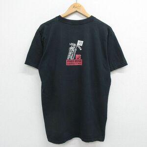 L/古着 半袖 ビンテージ Tシャツ メンズ 00s MTV 宇宙飛行士 コットン クルーネック 黒 ブラック spe 23jun17 中古