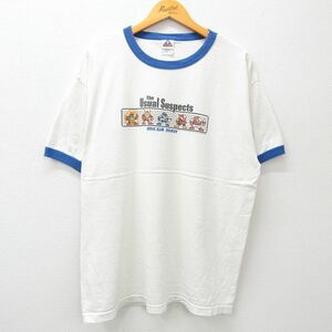 XL/古着 半袖 ビンテージ Tシャツ メンズ 00s ゲーム キャプテン ロックマン MEGA MAN 大きいサイズ コットン クルーネック 白他 ホワ