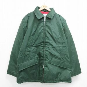 XL/古着 長袖 ジャケット コート パーカー メンズ 80s 大きいサイズ ロング丈 緑 グリーン 内側キルティング 23dec13 中古 アウター