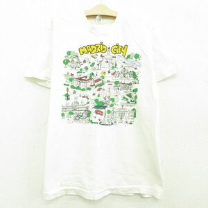 古着 半袖 ビンテージ Tシャツ キッズ ボーイズ 子供服 80s MADRID CITY コットン クルーネック 白 ホワイト 22aug18 7OF