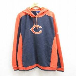 XL/古着 リーボック 長袖 スウェット パーカー メンズ 00s NFL シカゴベアーズ ツートンカラー 紺他 ネイビー アメフト スーパーボウル 7OF