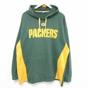 XL/古着 長袖 スウェット パーカー メンズ 00s NFL グリーンベイパッカーズ 大きいサイズ 緑他 グリーン アメフト スーパーボウル 22oc 3OF