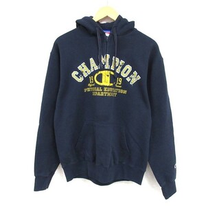 M/古着 チャンピオン Champion 長袖 ハーフジップ スウェット パーカー メンズ 00s ビッグロゴ 紺 ネイビー 23feb24 中古 スエット ト 3OF