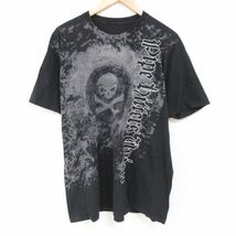 XL/古着 半袖 Tシャツ メンズ スカル クルーネック 黒 ブラック 22may30 中古 7OF_画像1