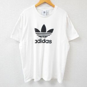 XL/古着 アディダス adidas 半袖 ブランド Tシャツ メンズ ビッグロゴ リーフ トレフォイル 大きいサイズ コットン クルーネック 白 ホ 7OF