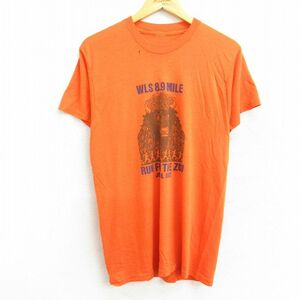 M/古着 半袖 ビンテージ Tシャツ メンズ 80s バッファロー マラソン WLS クルーネック オレンジ spe 22sep09 中古 7OF