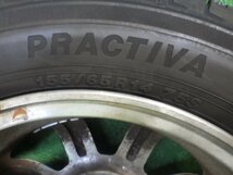 ◆溝あり MINILITE ミニライト アルミホイール タイヤ 14インチ 4本 4.5J PCD100 4穴 +45 155/65R14 PRACTIVA 21年 中古 L118_画像4