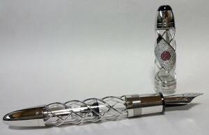  worldwide limitation 2 ps! Montblanc Flag Pen Japan 149 skeleton 18 pure gold white gold diamond + ruby mother ob pearl regular price 605 ten thousand 