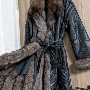 【送料無料】A754 軽い! フォックス 毛皮 リバーシブルコート ライナーコート ファーライナーコート ラインフォックス ベルト ロング