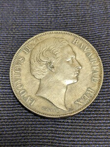 ルートヴィヒ2世　バイエルン王国　ターラー　ターレル　銀貨　1866年　聖母子像　重量18.5g　直径33mm　古銭　コイン　狂王ルートヴィヒ