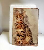 ブリキ看板　HANAKO　レトロ　猫の看板　W8　ベンガル　キジトラ　ウェルカムボード_画像7