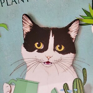 ブリキ看板 HANAKO レトロ 猫の看板 J5 ハチワレ猫 多肉植物 サボテン 花屋さん フラワーショップ ガーデンオブジェの画像4