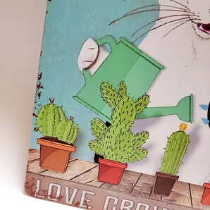 ブリキ看板 HANAKO レトロ 猫の看板 J5 ハチワレ猫 多肉植物 サボテン 花屋さん フラワーショップ ガーデンオブジェの画像7