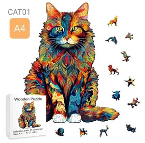 猫の雑貨　HANAKO　木製パズル　猫　CAT01　Ａ４サイズ