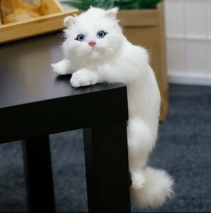  hanging cat white cat rabbit fur real . cat cat. ornament cat. soft toy cat. miscellaneous goods HANAKO