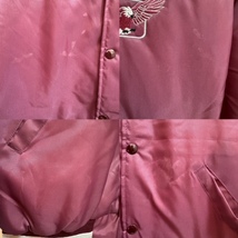 USA製　Lサイズ　ナイロン　ジャケット　ヴィンテージ　バーガンディ　刺繍　中綿　スタジアム　ジャンパー　企業物　古着　ビンテージ_画像9