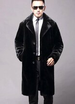新品 XLサイズ ファーコート チェスターコート 7505 BLACK ブラック 黒 ドレスコート ヴィジュアル系 ホスト パーティー モード 毛皮_画像1
