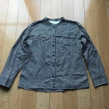 無印良品 スタンドカラーシャツ 定価1990円 125-1-25 レディース M ブラック ホワイト ギンガムチェック_画像1