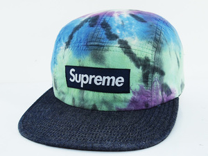 希少 美品 13SS Supreme Tie Dye Camp Cap キャンプキャップ タイダイ 染め ネイビー 紺 Navy シュプリーム F