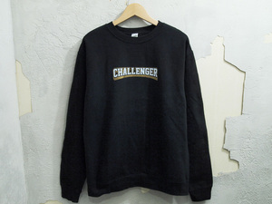 CHALLENGER COLLEGE CREWNECK SWEAT クルーネック スウェット カレッジ ロゴ 黒 ブラック BLACK M チャレンジャー FT