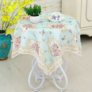  tablecloth green table cover race border floral print vase bed dust prevention 100x100 anonymity delivery 