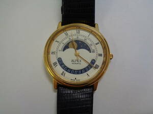 ALFEX アルフェックス ムーンフェイズ カレンダー クォーツ 腕時計 ジャンク品 管理ZI-79-LP-13