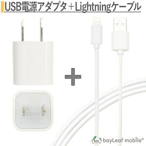 iPhone充電ケーブル 20cm + USB電源アダプタ USBポート1口 セット ホワイト