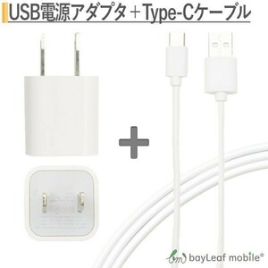 USB電源アダプタ Type-Cケーブルセット USBポート1口 1m ホワイト