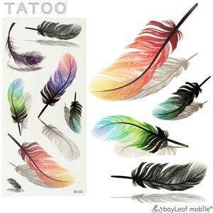 タトゥーシール 3D 羽根 鳥 防水 ボディシール ペイント ハロウィン ペイント TATOO 入れ墨 刺青 転写 防水 かわいい カラフル