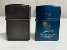 11B58 Zippo ジッポー オイルライター 2005年 WIND PROOF ウィンドプルーフ ブルー 1996年 ブラック 2点セット 火花確認OK_画像1