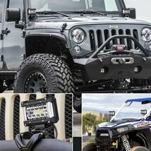 送料無料.. 超広角照明 4インチ LED ワークライト 作業灯 90W ホワイト SUV ATV ボート JEEP 建設機械 車幅灯 12V/24V SM90W3M 2個 新品_画像6