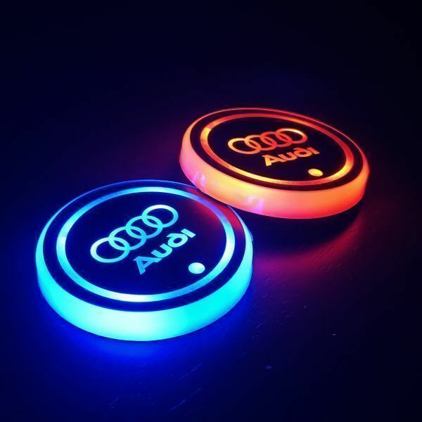 s43【2個セット】アウディ Audi LEDコースター カップホルダー 車内 マット 7色 ドリンクホルダー車室内装飾ライト SNSで話題の (0)