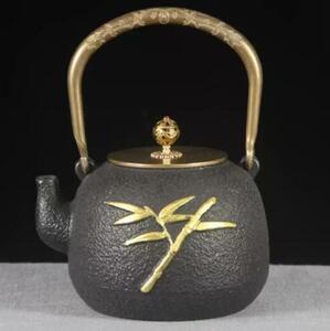 竹鉄壺 南部鉄器 コーティングなし 手作り鉄 やかんを沸かす お茶の道具 1200ML